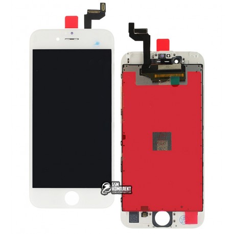 Дисплей iPhone 6S, білий, з рамкою, з сенсорним екраном (дисплейний модуль), копія, Tianma