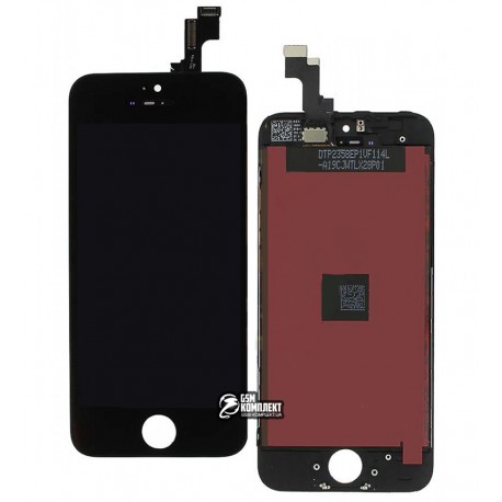 Дисплей iPhone 5S, чорний, з рамкою, з сенсорним екраном (дисплейний модуль), копія, Tianma