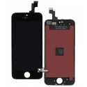 Дисплей iPhone 5S, чорний, з рамкою, з сенсорним екраном (дисплейний модуль), China quality, Tianma