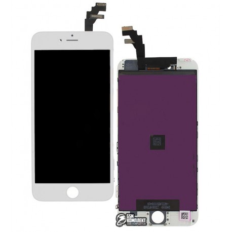 Дисплей iPhone 6 Plus, белый, с рамкой, с сенсорным экраном (дисплейный модуль), copy, Tianma
