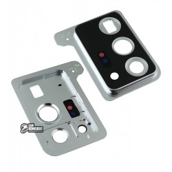 Скло камери для Samsung N985F Galaxy Note 20 Ultra, білий, з рамкою, Mystic White