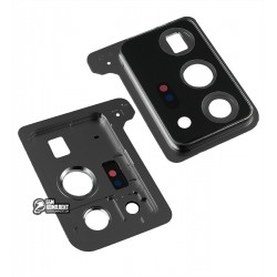 Скло камери для Samsung N985F Galaxy Note 20 Ultra, чорний, з рамкою, Mystic Black