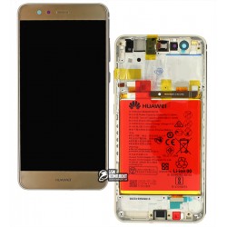 Дисплей для Huawei P10 Lite, золотистий, з акумулятором, з сенсорним екраном, з рамкою, оригінал, service pack box, (02351FSN), WAS-L21/WAS-LX1/WAS...