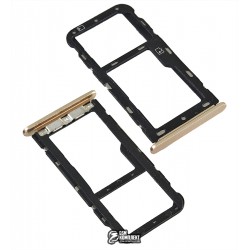 Держатель SIM-карты ZTE Blade V9, c держателем MMC, золотой Держатель SIM-карты ZTE Blade V9, c держателем MMC, золотой