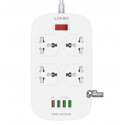 Подовжувач Ldnio SC4407 (QC3.0, 10A, довжина шнура: 2.0m, 4 port 4USB, 3.1A) / White