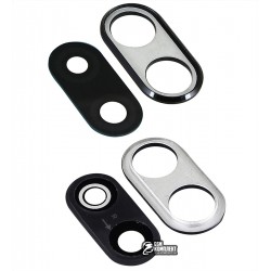 Скло камери для Huawei P20 Lite, чорний, з рамкою