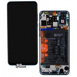Дисплей для Huawei P30 Lite, синій, з акумулятором, з сенсорним екраном, з рамкою, оригінал, service pack box, (02352RQA)
