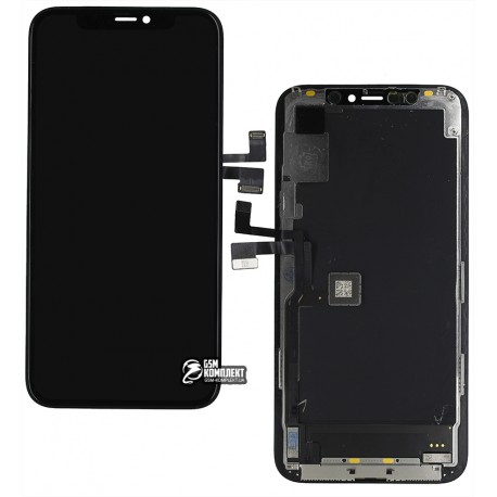 Дисплей для iPhone 11 Pro, черный, с сенсорным экраном, с рамкой, переклеено стекло