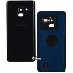 Задня панель корпусу Samsung A530F Galaxy A8 (2018), A530F / DS Galaxy A8 (2018), чорний, зі склом камери
