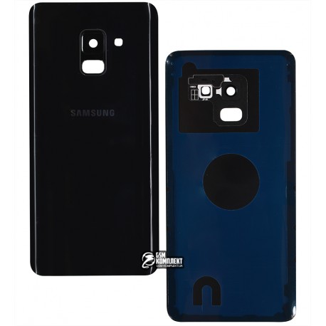 Задняя панель корпуса Samsung A530F Galaxy A8 (2018), A530F/DS Galaxy A8 (2018), черный, со стеклом камеры