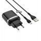 Сетевое зарядное устройство Hoco C12Q, QC3.0, 3A, 18Вт, 1USB, с кабелем Micro-USB, черное