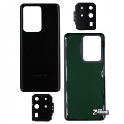 Задня панель корпусу Samsung G988 Galaxy S20 Ultra, чорний колір, зі склом камери