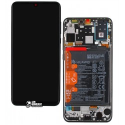 Дисплей для Huawei P30 Lite, чорний, з акумулятором, з сенсорним екраном, з рамкою, оригінал, service pack box, (02352RPW)