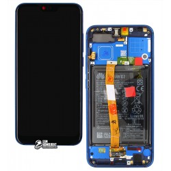 Дисплей для Huawei Honor 10, синій, з акумулятором, з сенсорним екраном, з рамкою, оригінал, service pack box, (02351XBP), COL-L29