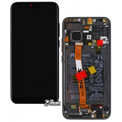 Дисплей для Huawei Honor 10, чорний, з акумулятором, з сенсорним екраном, з рамкою, оригінал, service pack box, (02351XBM), COL-L29