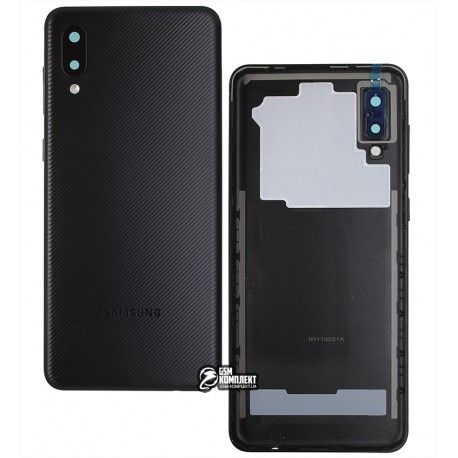 Задня панель корпусу для Samsung A022F Galaxy A02, чорна, зі склом камери