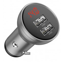 Автомобільний зарядний пристрій Baseus Digital Display 2USB 4.8A 24Вт, дисплей