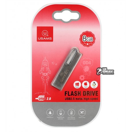 Флешка 8 Gb Usams US-ZB096 Aluminum Alloy, USB Flash Disk, silver