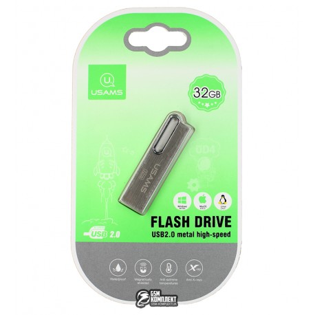 Флешка 32 Gb Usams US-ZB098 Aluminum Alloy, USB Flash Disk, silver