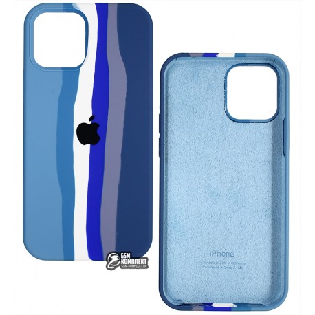 Чохол для Apple iPhone 12, iPhone 12 Pro, Rainbow case, силікон, blue