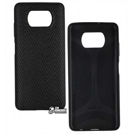 Чехол для Xiaomi Poco X3, Poco X3 NFC, Poco X3 Pro, Leather Case Волна, силиконовый, черный