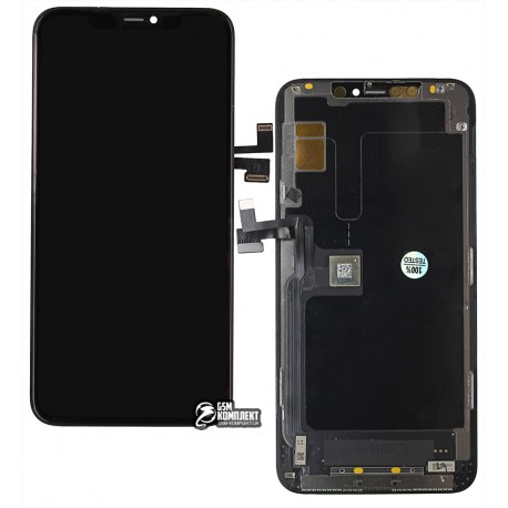 Дисплей iPhone 11 Pro Max, чорний, з сенсорним екраном, з рамкою, (TFT), AAA