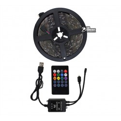 Світлодіодна стрічка для фонового підсвічування ТБ (5050 в силіконі, RGB, 5 метрів, живлення від 5В USB, мікрофон для світломузики))