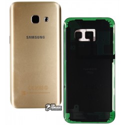 Задняя панель корпуса для Samsung A320F Galaxy A3 (2017), A320Y Galaxy A3 (2017), золотистая, со стеклом камеры, полная, Original