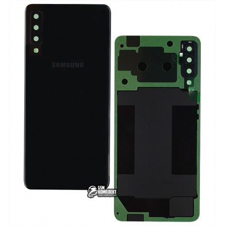Задняя панель корпуса Samsung A750 Galaxy A7 (2018), со стеклом камеры, полная, Original, черная