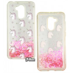 Чохол для Huawei Honor 6A, Lovely Stream, силіконовий з рідиною, акваріум, white unicorns
