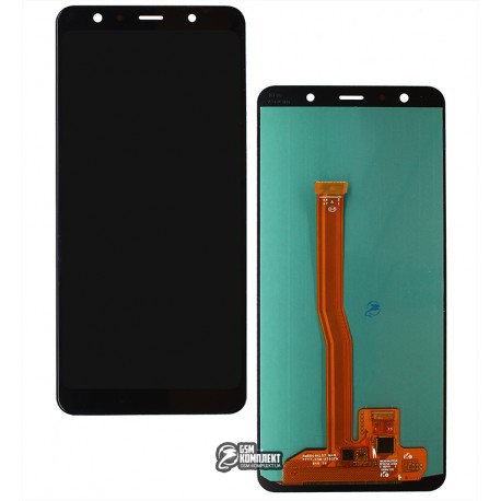 Дисплей для Samsung A750 Galaxy A7 (2018), чорний, з сенсорним екраном, з широким обідком, (OLED), High Copy