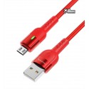 Кабель Micro-USB - USB, Borofone BU17, 1,2 м, 2,4А, в тканевой оплетке, красный