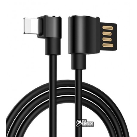 Кабель Lightning - USB, Hoco U37 Long roam charging, з кутовим штекером, 1,2м, до 2,4А, чорний