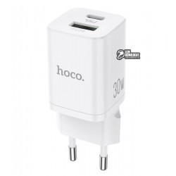 Зарядний пристрій Hoco N13 Bright PD30W + QC3.0, біле