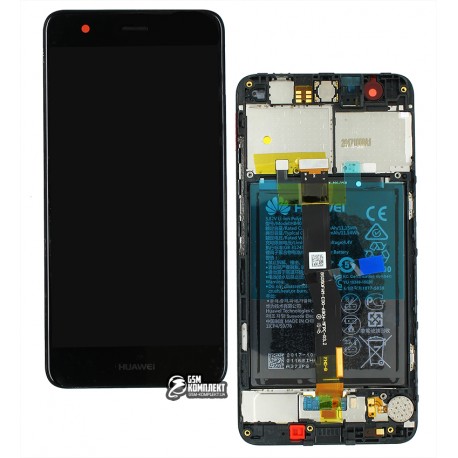 Дисплей для Huawei Nova, черный, с аккумулятором, с сенсорным экраном, с рамкой, оригинал, service pack box, (02351CKD), CAN-L11