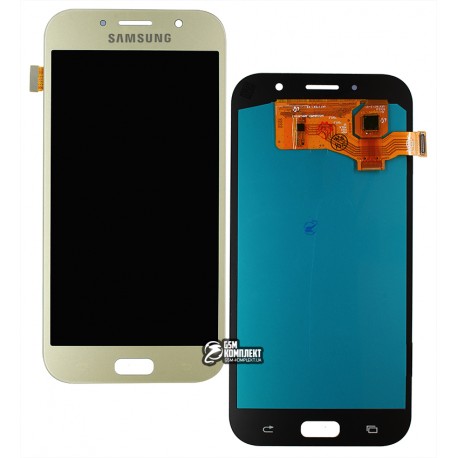 Дисплей для Samsung A720 Galaxy A7 (2017), A720F Galaxy A7 (2017), золотистий, з сенсорним екраном, (OLED), High Copy