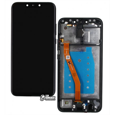 Дисплей Huawei Mate 20 lite, черный, с тачскрином, с рамкой, оригинал (переклеено стекло), SNE-LX1