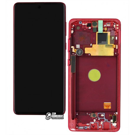 Дисплей для Samsung N770 Galaxy Note 10 Lite, червоний колір, з сенсорним екраном, з рамкою, оригінал, сервісна упаковка, # GH82-22055C