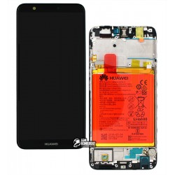 Дисплей для Huawei Enjoy 7s, P Smart, чорний, з акумулятором, з сенсорним екраном, з рамкою, оригінал, service pack box, (02351SVJ), FIG-L31/FIG-LX1