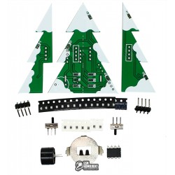 Новорічна ялинка 3D, набір-конструктор для пайки, музична, RGB