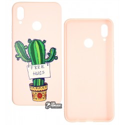 Чехол для Huawei P Smart Plus, Nova 3i, Free hugs, силикон, розовый