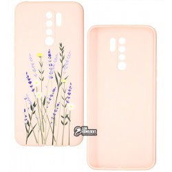 Чехол для Xiaomi Redmi 9, Flower print, силикон, розовый