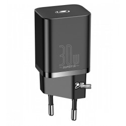 Сетевое зарядное устройство Baseus Super Silicone PD Charger 30Вт с Type-C кабелем, черное