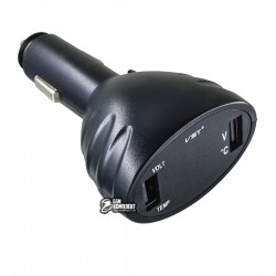 Автомобільний термометр-вольтметр VST-708-4 в прикурювач, з зарядкою на 2USB