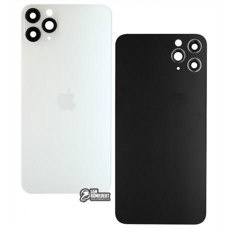 Задня панель корпуса для Apple iPhone 11 Pro Max, білий, сріблястий, із склом камери, Matte Silver