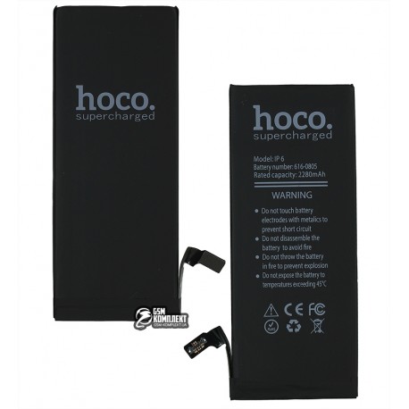 Аккумулятор Hoco для Apple iPhone 6, Li-Polymer, 3,82 B, 2280 мАч, #616-0805/616-0809, усиленный