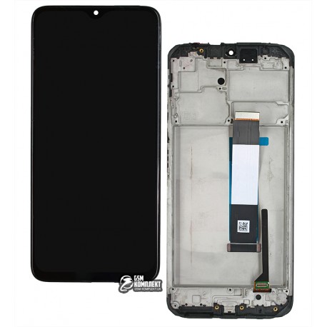 Дисплей для Xiaomi Poco M3, чорний, з рамкою, оригінал (переклеєне скло), M2010J19CG