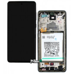 Дисплей для Samsung A725 Galaxy A72, черный, с сенсорным экраном, с рамкой, с аккумулятором, оригинал, service pack box, (GH82-25541A / GH82-25542A), original glass