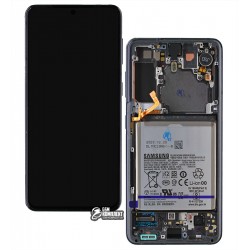 Дисплей для Samsung G991 Galaxy S21 5G, серый, с аккумулятором, с сенсорным экраном, с рамкой, оригинал, service pack box, (GH82-24716A / GH82-24718A) ...