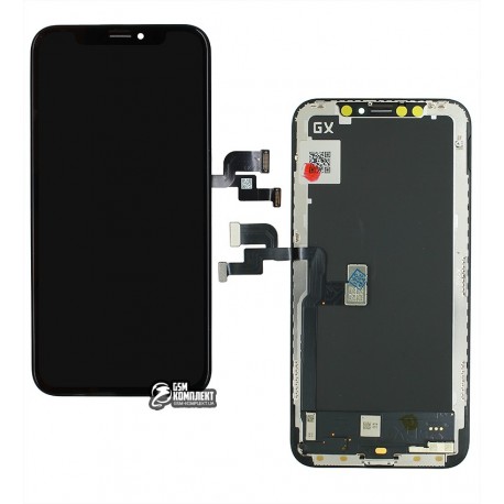 Дисплей для Apple iPhone X, черный, класс B, с рамкой, Сopy AA, (OLED), GXS OEM hard